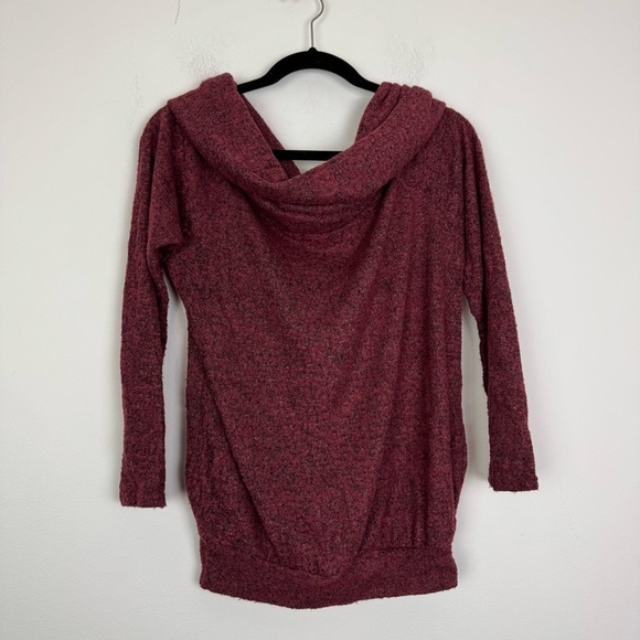 Elan woman’s Red Maroon Burnout Cowl Neck lightweight pullover Sweater - Picture 1 of 7